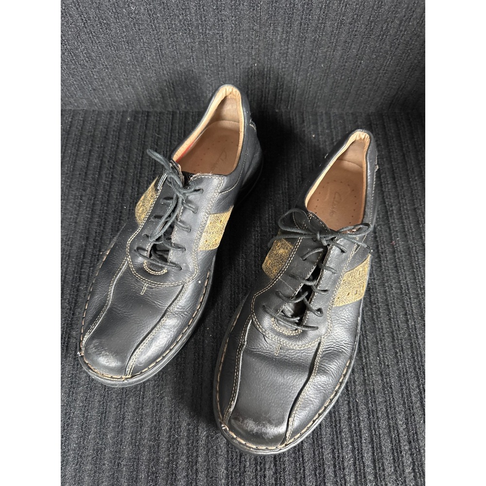 Clarks Mens Black Leather Casual Lace Up Shoes 11.5 M